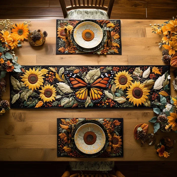 Butterfly Solstice WN0107017CL Quilted Table Runner