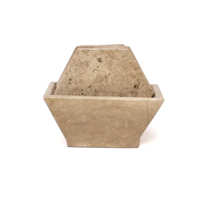 Cafe Travertine Coasters – Set Of 6 With Holder – Hexagons