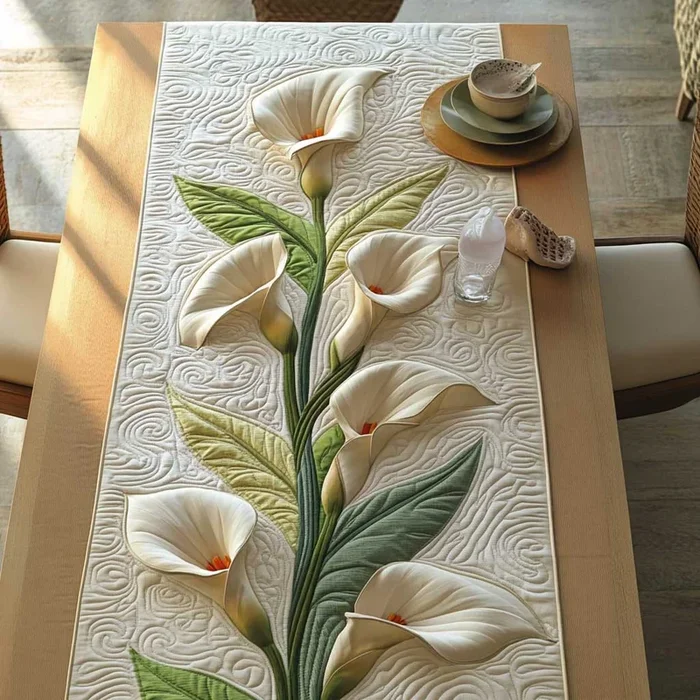 Calla Lilies Elegance WN2503024CL Quilted Table Runner