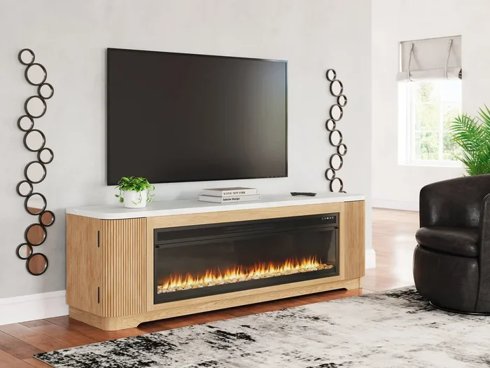 Camdill 80″ TV Stand with Electric Fireplace