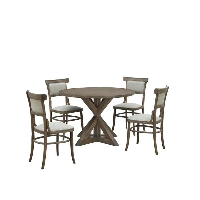 Carolina Living Diana Dining Table with 4 Dining Chairs – Vintage Walnut