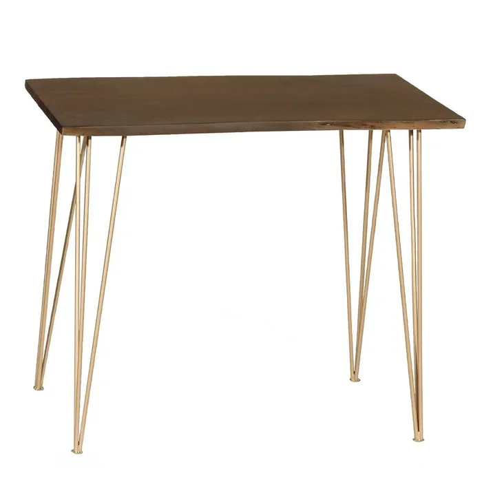Carolina Living Seti Live Edge Bar Table – Elm Top – Gold Base