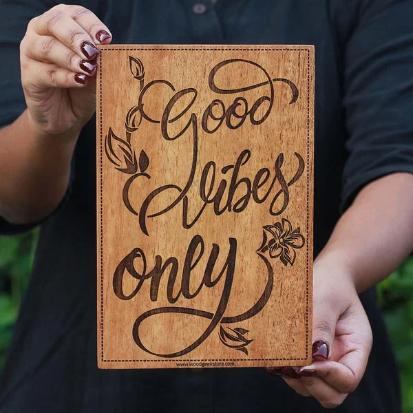 Carved Wood Wall Art | Good Vibes Only Wood Sign | Wood Wall Posters – woodgeekstore