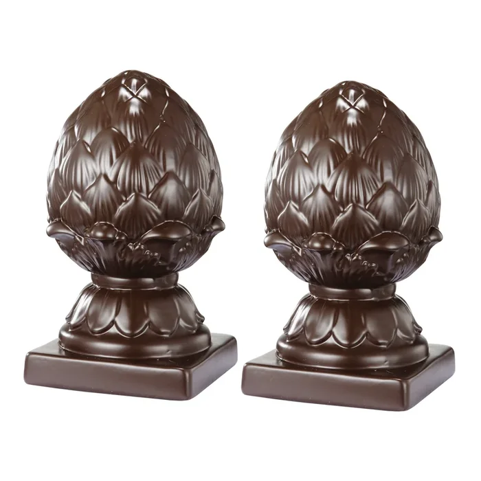 Ceramic Artichoke Bookends on Square Base, Pair of 2, Brown – Benzara