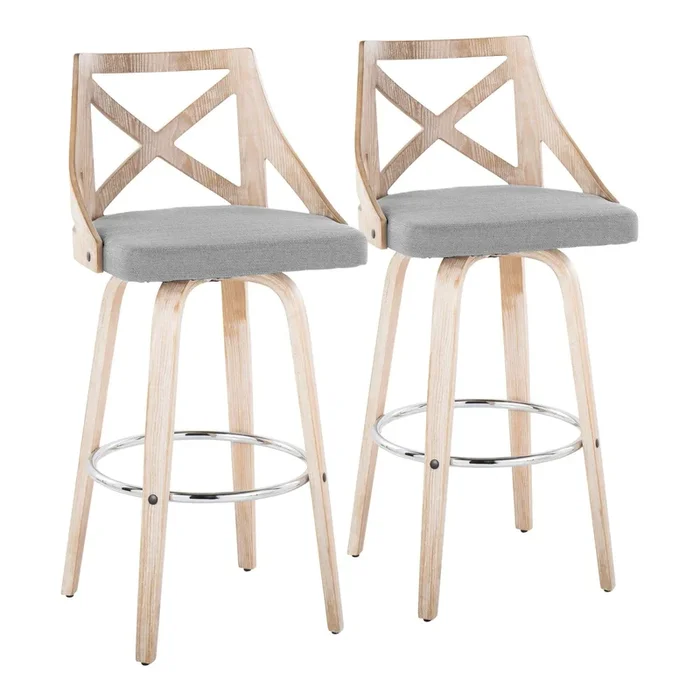 Charlotte – 30″ Fixed-Height Barstool (Set of 2) – Gray And Light Gray