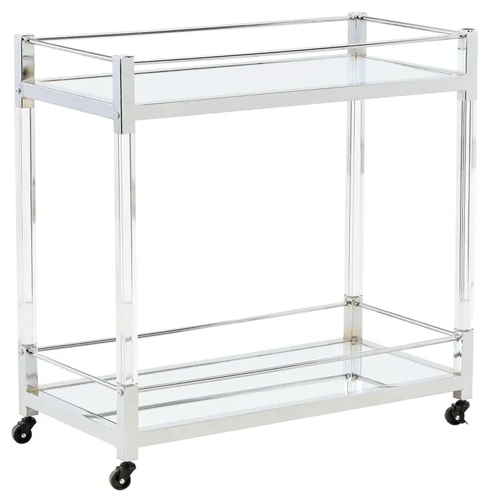Chaseton – Bar Cart – Clear / Silver Finish