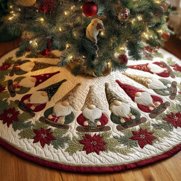 Christmas Gnome CW1510030CL Quilted Christmas Tree Skirt