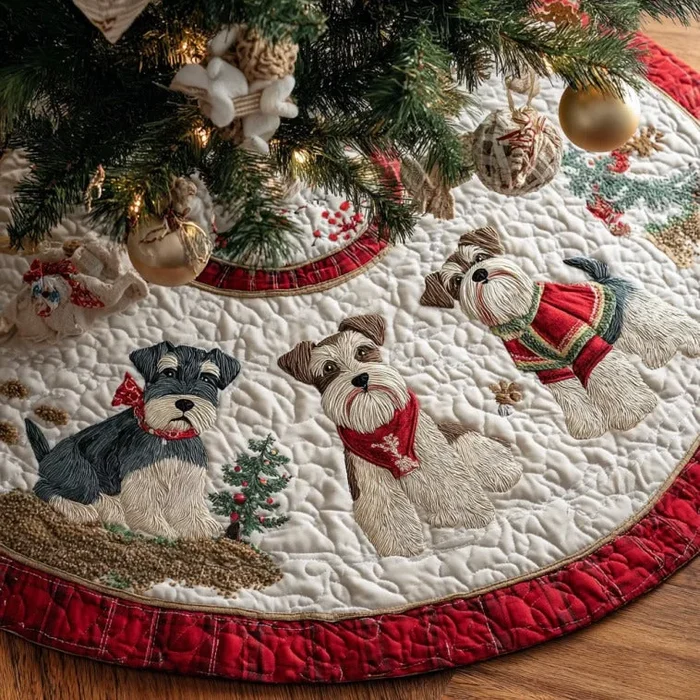 Christmas Miniature Schnauzers XR1310014CL Quilted Christmas Tree Skirt