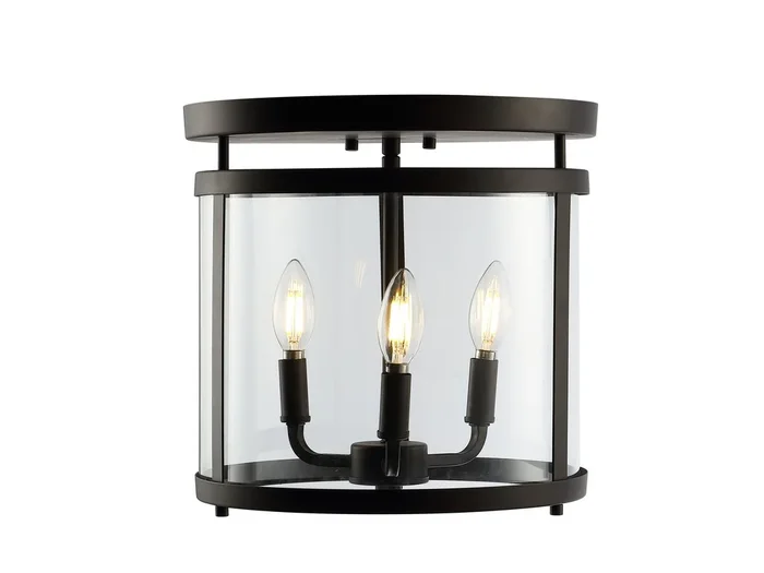 Ciel 3-Light Metal/Glass Rustic Vintage LED Flush Mount
