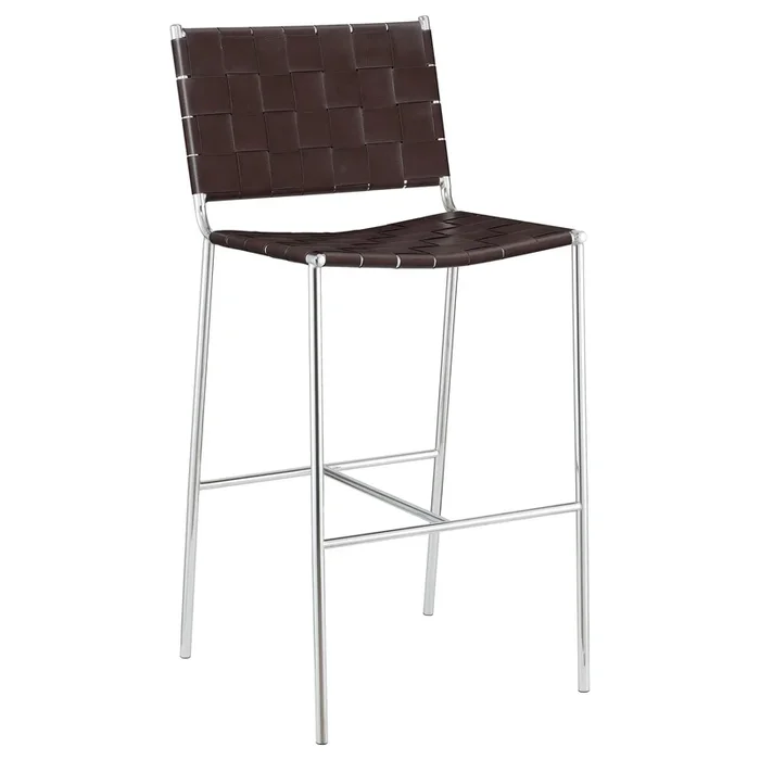 Coaster Furniture Adelaide 183584 Upholstered Pub Height Bar Stool – Brown and Chrome