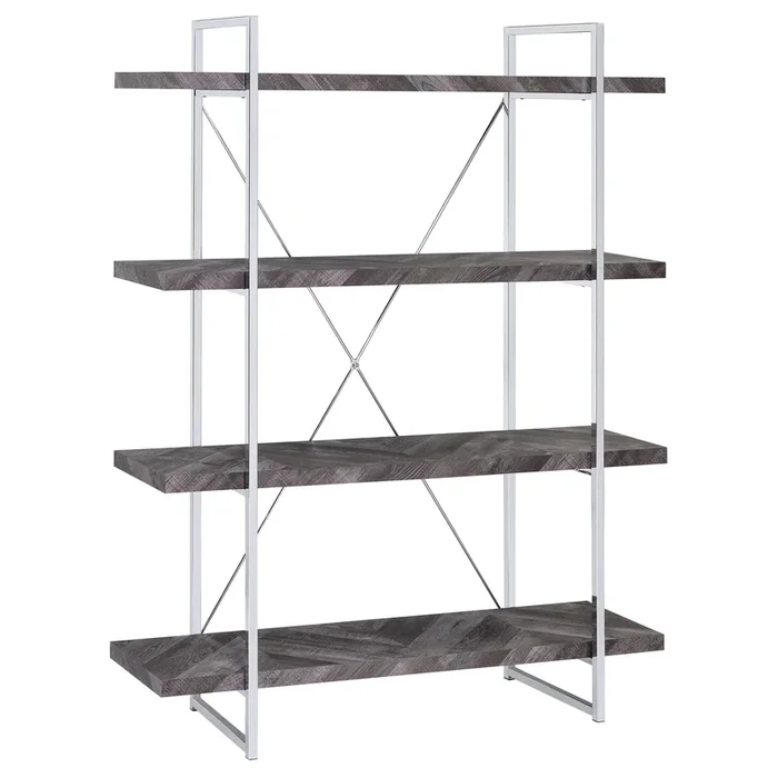 Coaster Furniture Grimma 802613 63-inch 4-shelf Bookshelf – Rustic Grey and Chrome