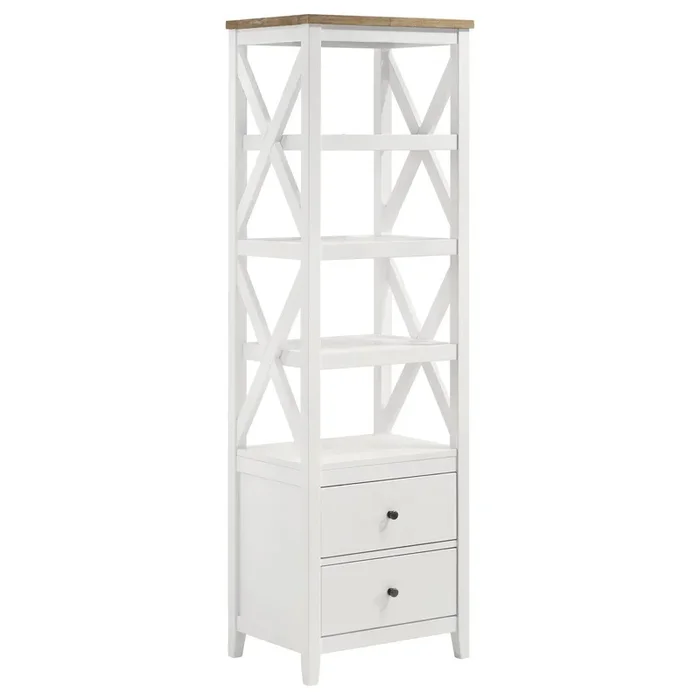 Coaster Furniture Hollis 708254 4-shelf Wood Media Tower with Drawers – Brown and White