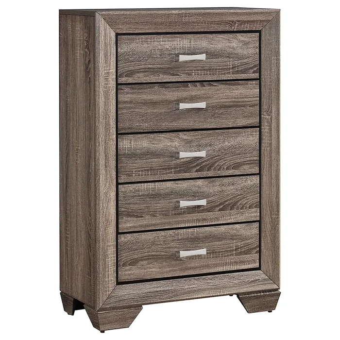 Coaster Furniture Kauffman 204195 5-Drawer Bedroom Chest – Washed Taupe