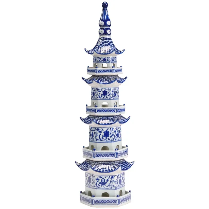 Cobalt Pagoda Ceramic Decorative Object