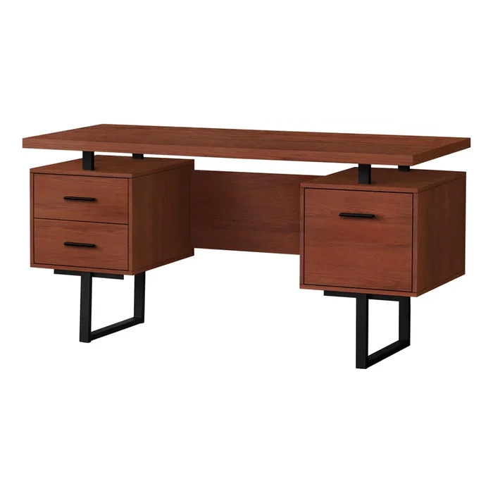 Computer Desk, Home Office, Laptop, Left, Right Set-Up, Storage Drawers, 60″L, Work, Metal, Laminate, Brown, Black, Contemporary, Modern