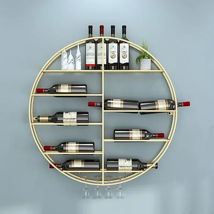 Contemporary Round Wall-Mounted Wine Storage Rack