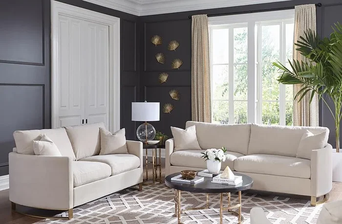 Corliss – Upholstered Arched Arm Sofa Set