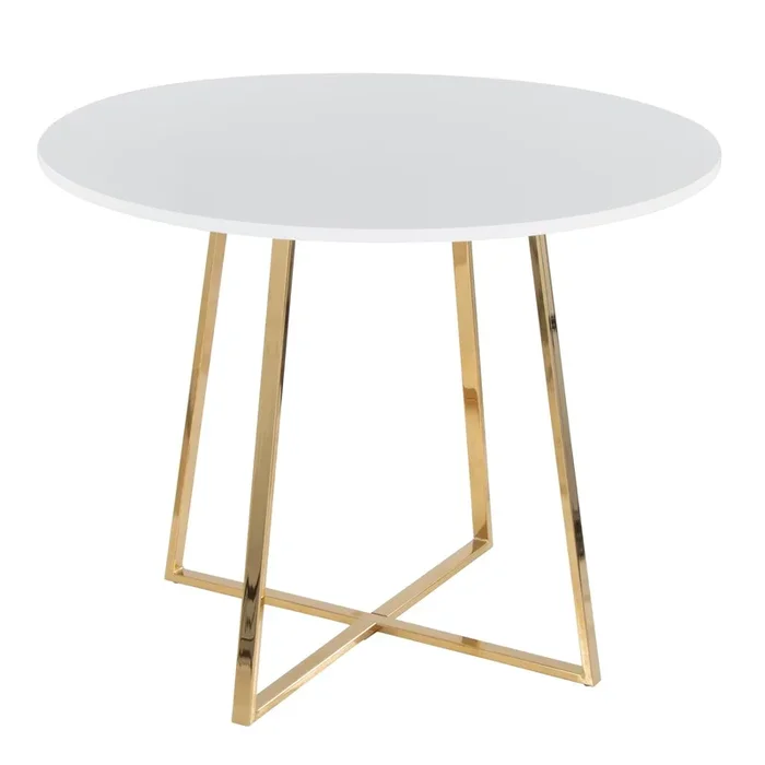 Cosmo – Dining Table – Gold Metal And White