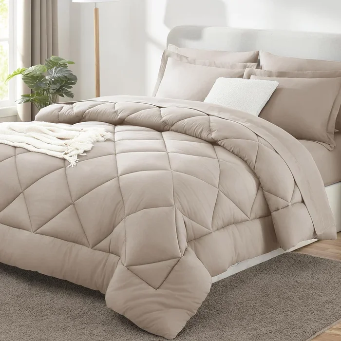 CozyLux King Comforter Set with Sheets 7 Pieces Bed in a Bag Linen All Season Bedding Sets with Comforter, Pillow Shams, Flat Sh