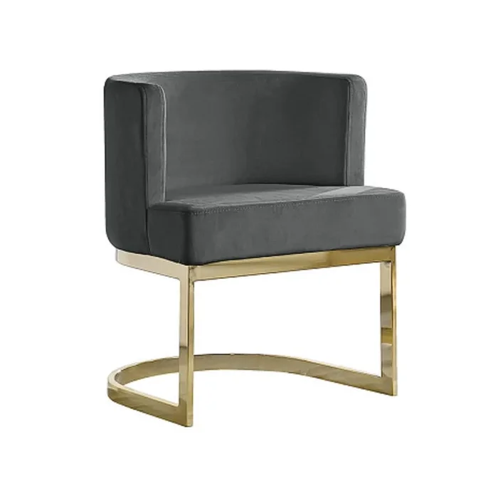 Dark Grey Velvet Side Chair with Gold, Chrome Base – Single