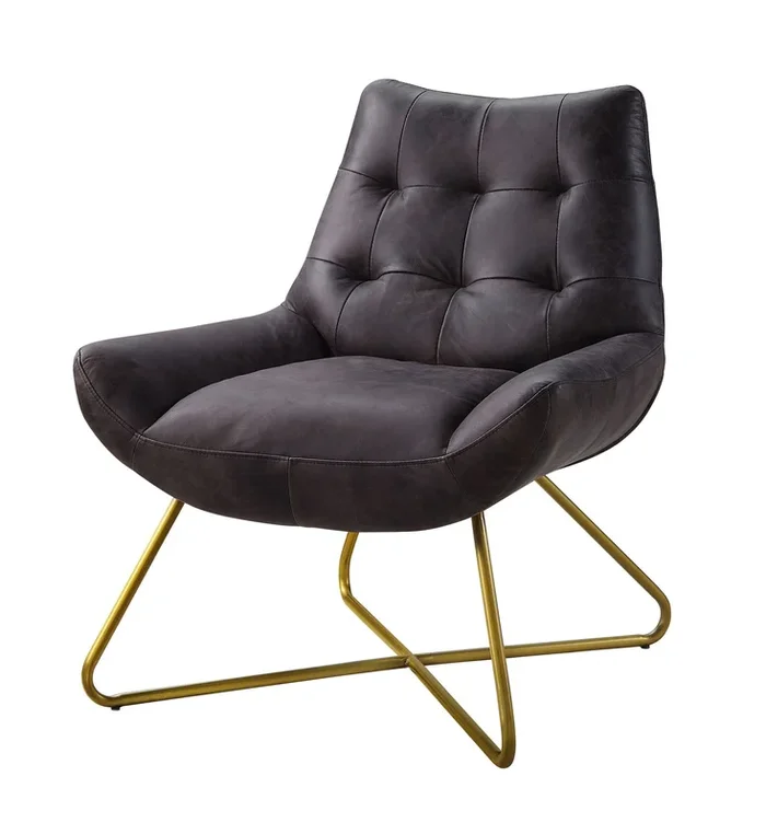 Dhalsim – Accent Chair – Antique Ebony Top Grain Leather