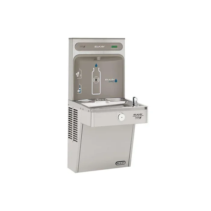 Elkay ezH2O Bottle Filling Station, & Single High Efficiency Vandal-Resistant Cooler, Non-Filtered Refrigerated Stainless VRCGRN8WSK