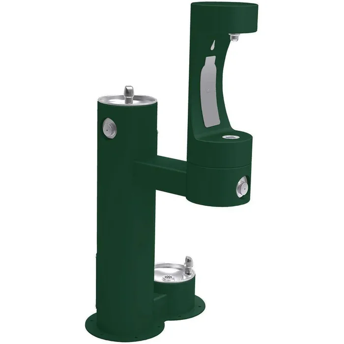 Elkay Outdoor ezH2O Lower Bottle Filling Station Bi-Level, Pedestal with Pet Station Non-Filtered Non-Refrigerated Evergreen LK4420BF1LDBEVG