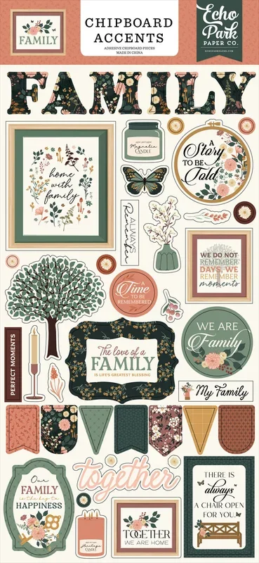 Family 6″ x 13″ Chipboard Accents – Echo Park