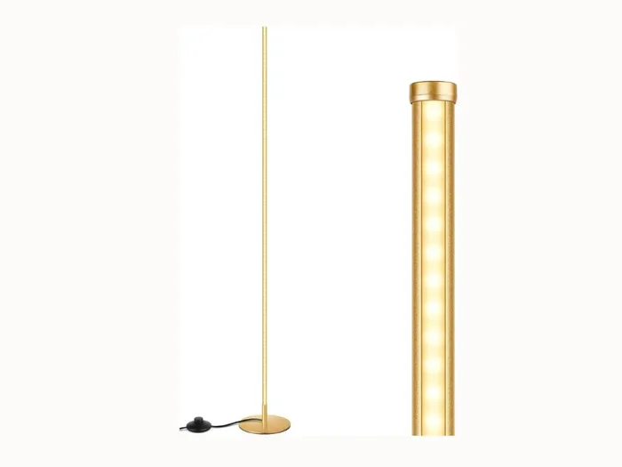 Farmhouse Floor Lamp – 68.5″ Tall, Hanging Cage Design, Wood Finish
