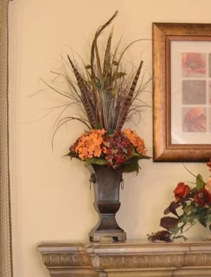 Feathers, Hydrangeas & Grass Silk Floral Design NC134