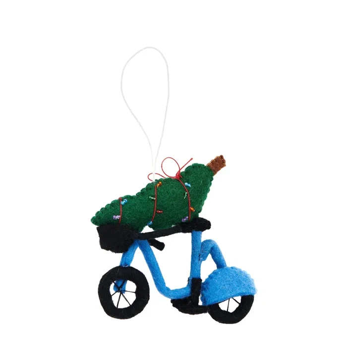 Felt Christmas Tree City Bike Ornament | NYC Holiday Cheer on Two Wheels