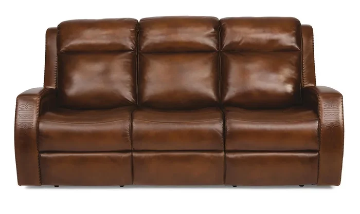 Flexsteel Latitudes Mustang Leather Power Reclining Sofa w/Power Headrests