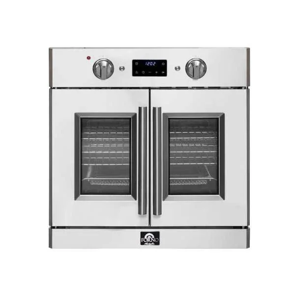 FORNO Gallico 30″ 3.58 cu. ft. French Door Electric Wall Oven with Telescopic Racks, Air Fry, Self-Clean and Sous Vide, FBOEL1371-30