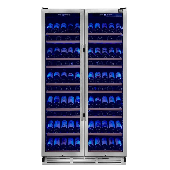 FORNO Vernazza 40″ 25.07 cu.ft. 166 Bottle Dual Zone Wine Cooler in Stainless Steel, FWCDR6642-40S