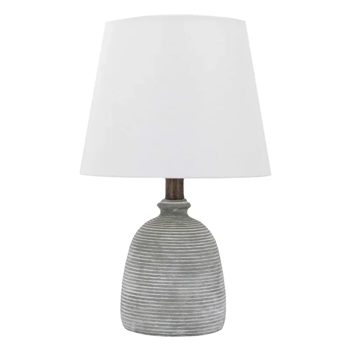 Found & Fable Dark Grey Distressed Small Table Lamp with Shade, 16″