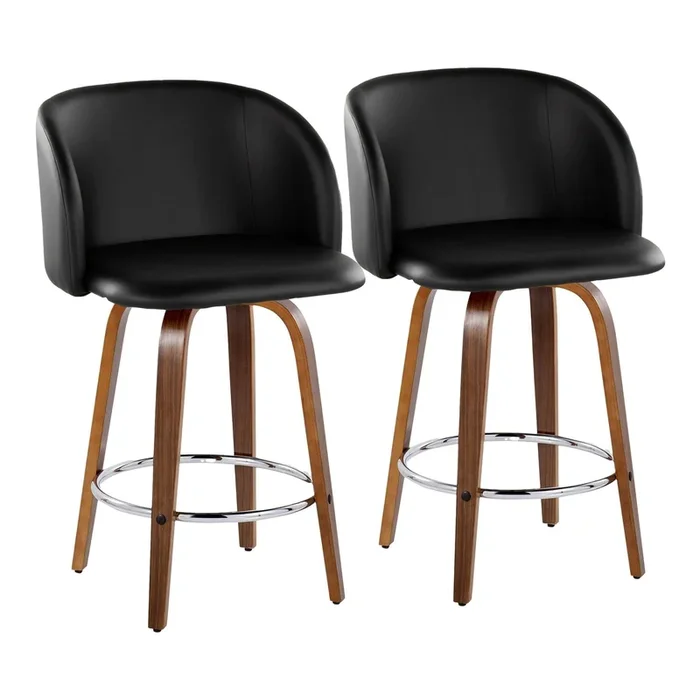 Fran – 35.5″ Fixed-Height Counter Stool (Set of 2) – Walnut Wood