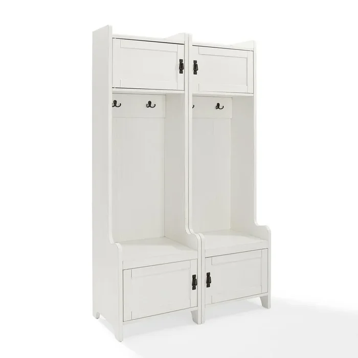 Fremont 2Pc Entryway Set Distressed White – 2 Hall Trees