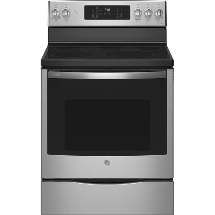 GE Profile 30-inch Freestanding Electric Range with Convection Technology PB900YVFS