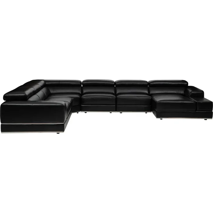 Gorgio 5 Piece Leather Sectional, Impression Black