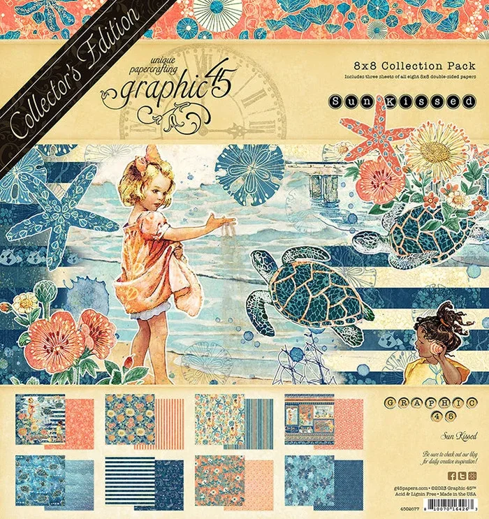 Graphic 45 Sun Kissed Collector’s Edition Scrapbook Paper Pack, 8″ x 8″