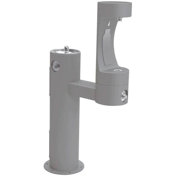 Halsey Taylor Endura II Outdoor HydroBoost Lower Bottle Filling Station, Bi-Level Pedestal Non-Filtered Non-Refrigerated FR, Gray 4420BF1LFRKGRY