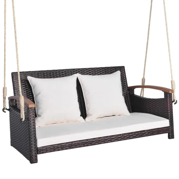 Hivvago 2-Person Patio Rattan Porch Swing