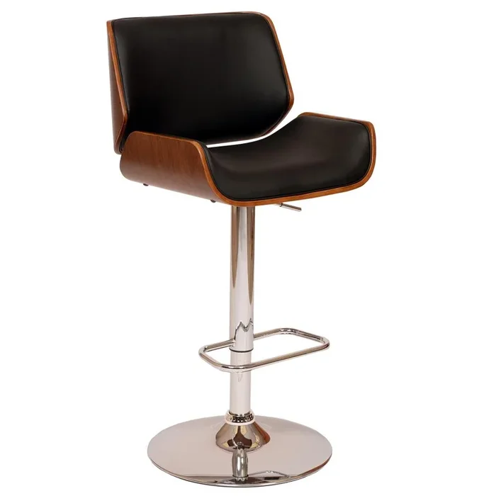Hivvago 24 Inch Black And Silver Iron Swivel Low Back Adjustable Height Bar Chair