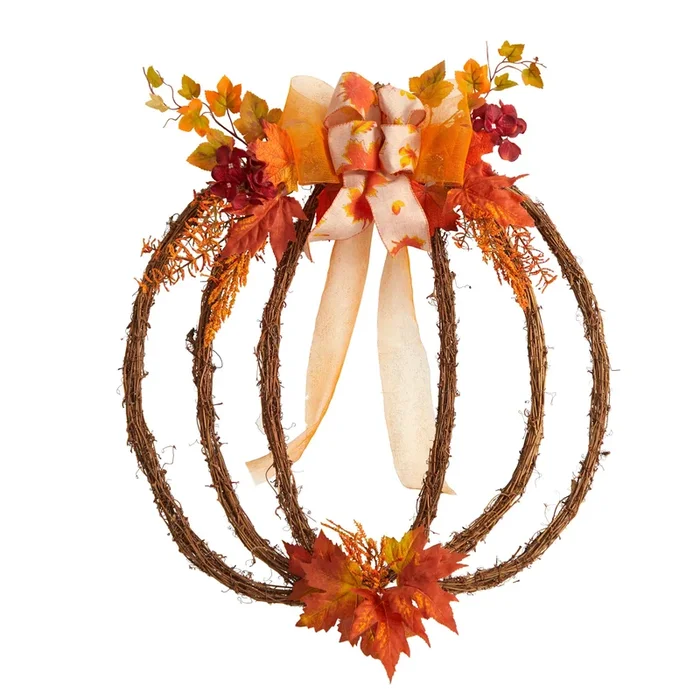 Hivvago 26″ Autumn Pumpkin Artificial Vine Fall Wreath