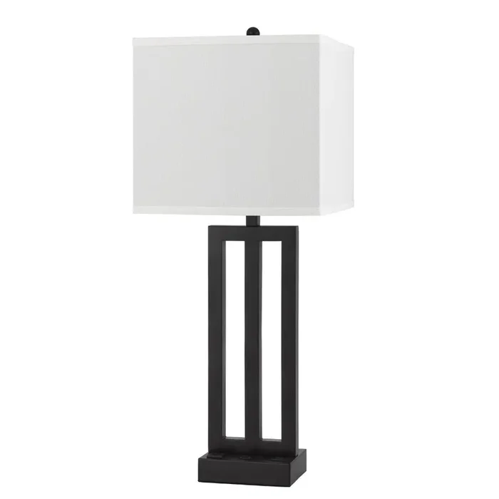 Hivvago 30″ Black Metal USB Table Lamp With White Shade