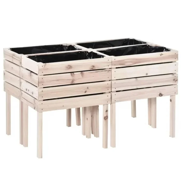 Hivvago Farmhouse 4 Piece Wooden Elevated Raised Garden Bed Planter Box