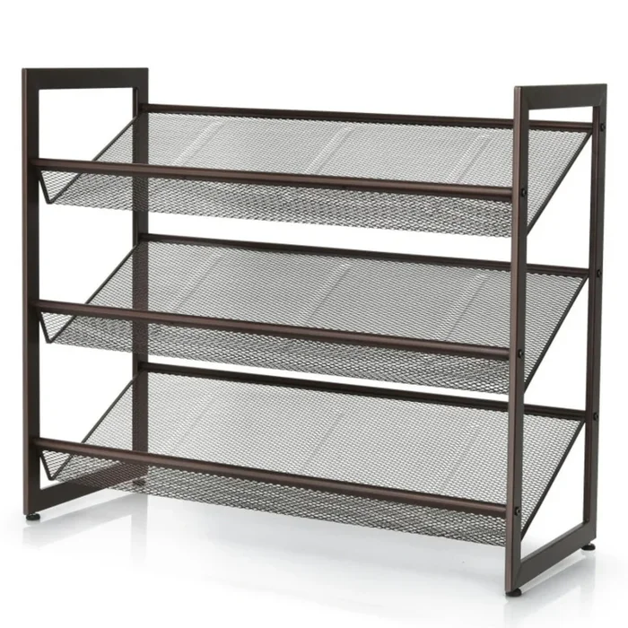 Hivvago Flat and Slant Metal Shoe Rack for Entryway Hallway