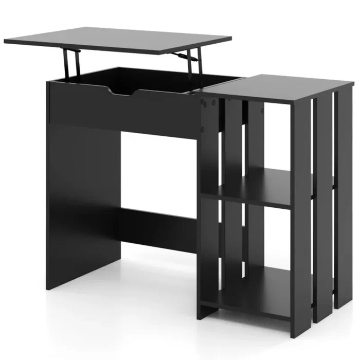 Hivvago Space Saving Computer Desk with Hidden Compartment and Open Storage Shelves