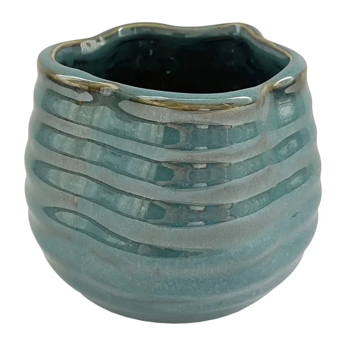 Indoor Grey Beveled Ceramic Pot, Extra Small