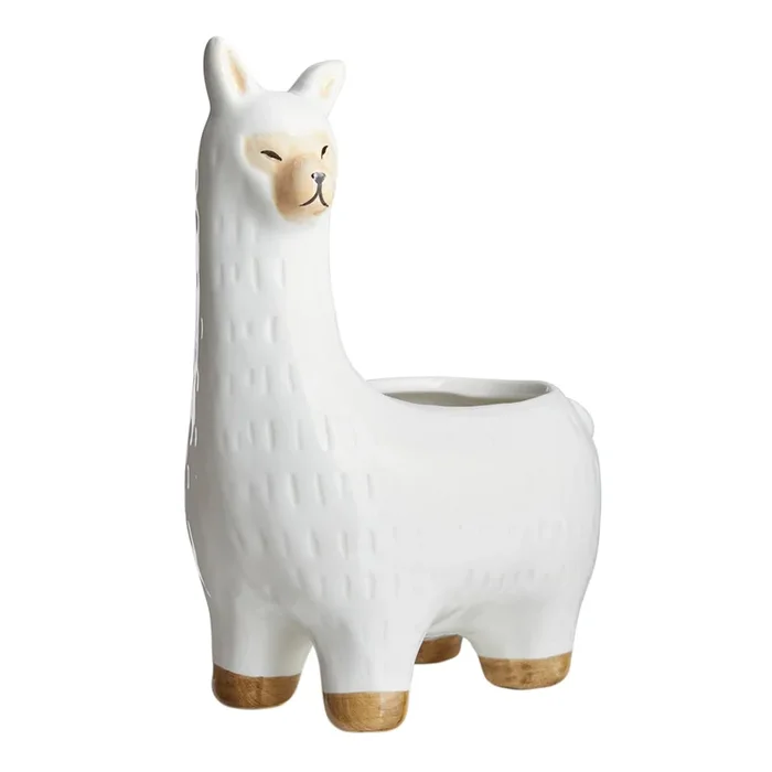 Indoor White Llama Ceramic Pot, Extra Small